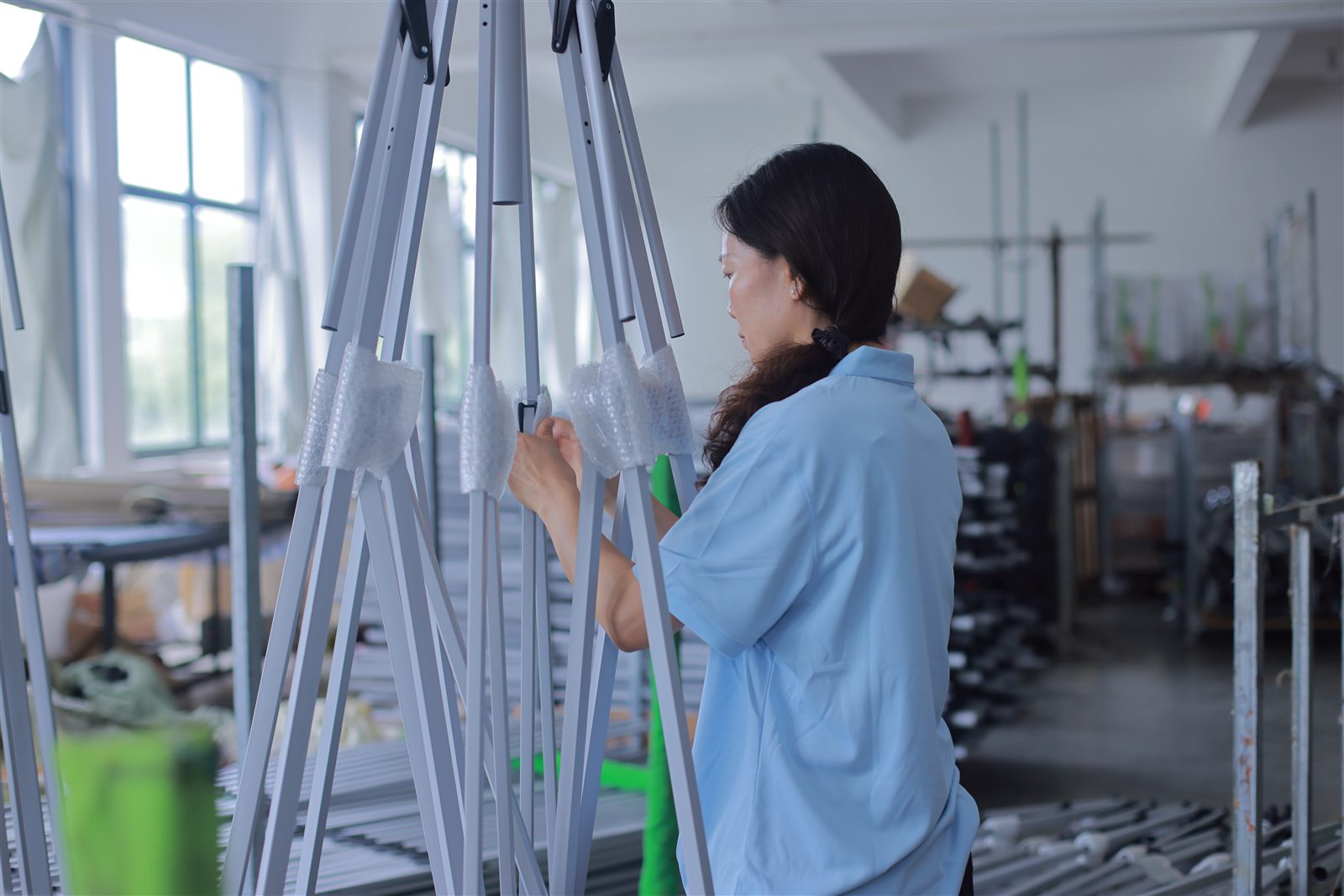 Connection details checked during frame assembly.