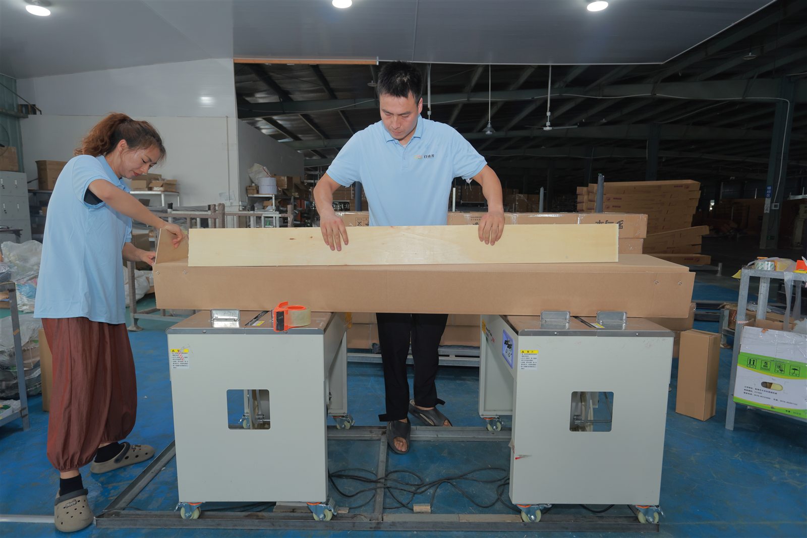Finished units awaiting inspection and shipment preparation.